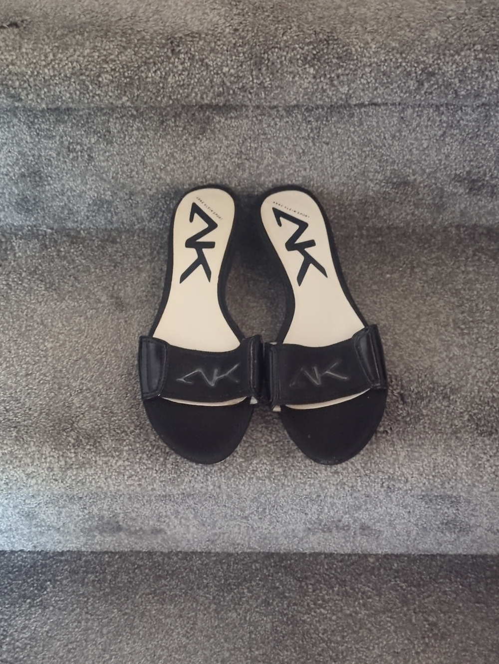 Anne Klein Black Open-Toe Slide Mules